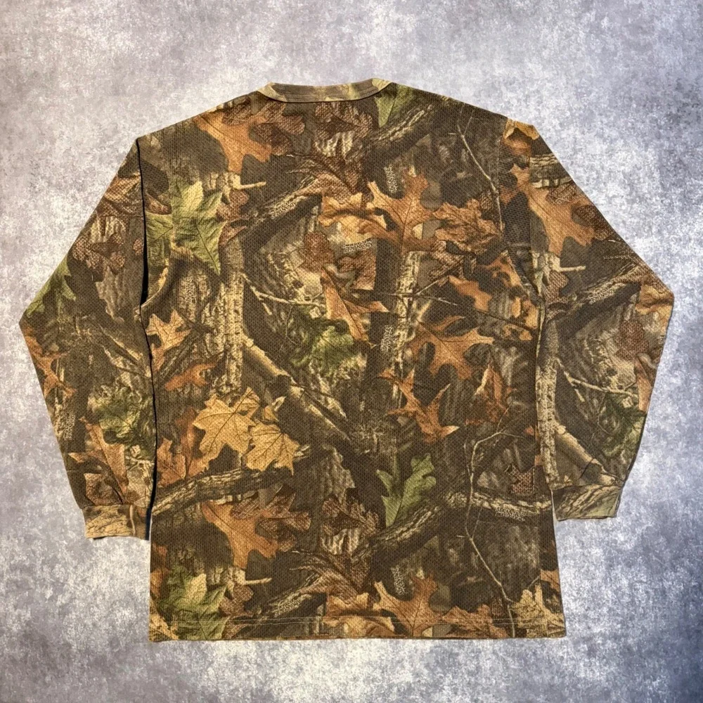 Vintage Advantage Timber Camo Mesh Long Sleeve Pocket T-Shirt Mens XL Made USA - Picture 2 of 6